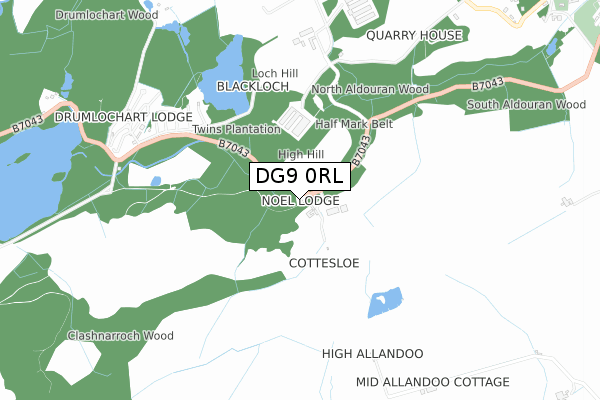 DG9 0RL map - small scale - OS Open Zoomstack (Ordnance Survey)