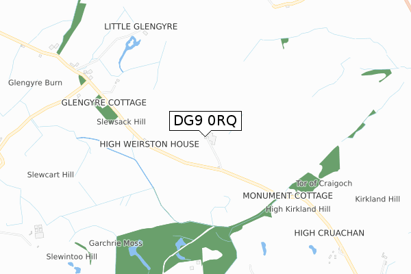 DG9 0RQ map - small scale - OS Open Zoomstack (Ordnance Survey)