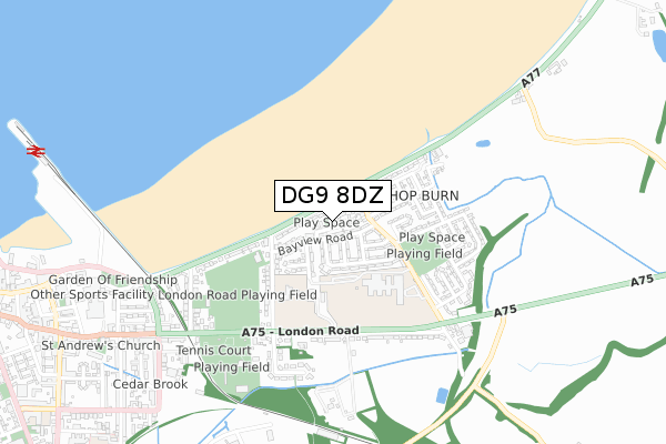 DG9 8DZ map - small scale - OS Open Zoomstack (Ordnance Survey)