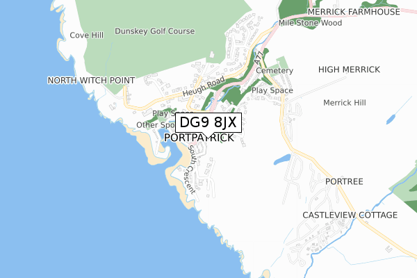 DG9 8JX map - small scale - OS Open Zoomstack (Ordnance Survey)