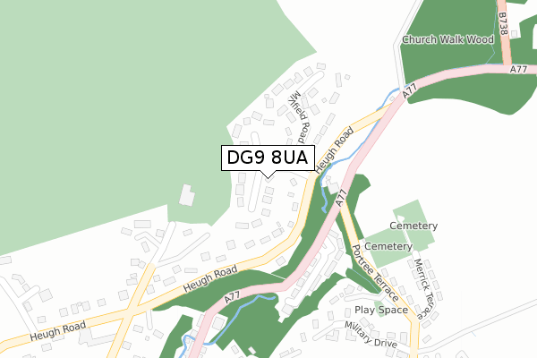 DG9 8UA map - large scale - OS Open Zoomstack (Ordnance Survey)