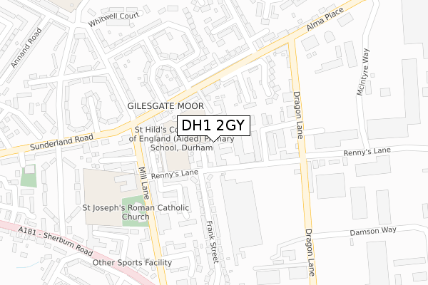 DH1 2GY map - large scale - OS Open Zoomstack (Ordnance Survey)