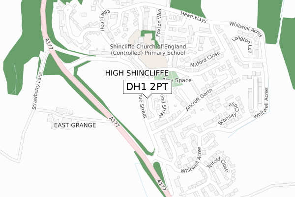 DH1 2PT map - large scale - OS Open Zoomstack (Ordnance Survey)