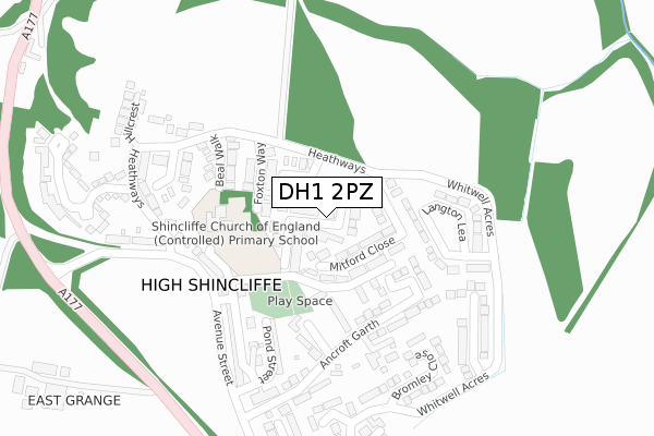 DH1 2PZ map - large scale - OS Open Zoomstack (Ordnance Survey)