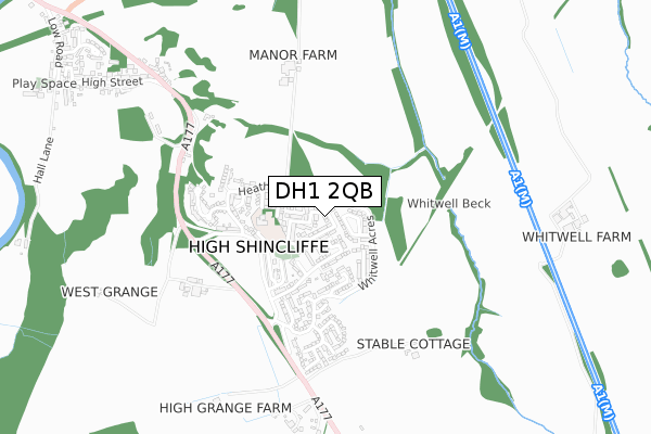 DH1 2QB map - small scale - OS Open Zoomstack (Ordnance Survey)