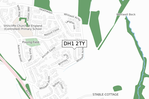 DH1 2TY map - large scale - OS Open Zoomstack (Ordnance Survey)