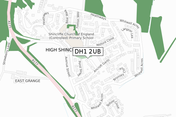DH1 2UB map - large scale - OS Open Zoomstack (Ordnance Survey)