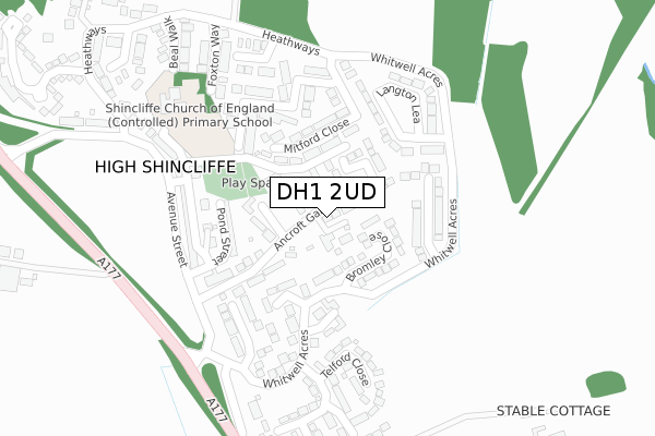 DH1 2UD map - large scale - OS Open Zoomstack (Ordnance Survey)