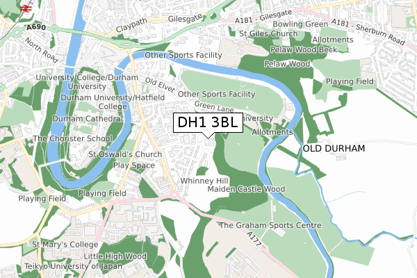 DH1 3BL map - small scale - OS Open Zoomstack (Ordnance Survey) DH1 3BL map - small scale - OS Open Zoomstack (Ordnance Survey)