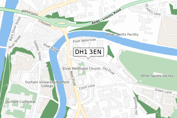 DH1 3EN map - large scale - OS Open Zoomstack (Ordnance Survey)