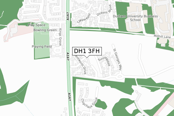 DH1 3FH map - large scale - OS Open Zoomstack (Ordnance Survey) DH1 3FH map - large scale - OS Open Zoomstack (Ordnance Survey)
