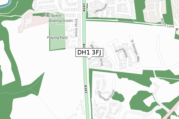 DH1 3FJ map - large scale - OS Open Zoomstack (Ordnance Survey) DH1 3FJ map - large scale - OS Open Zoomstack (Ordnance Survey)