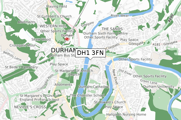 DH1 3FN map - small scale - OS Open Zoomstack (Ordnance Survey) DH1 3FN map - small scale - OS Open Zoomstack (Ordnance Survey)