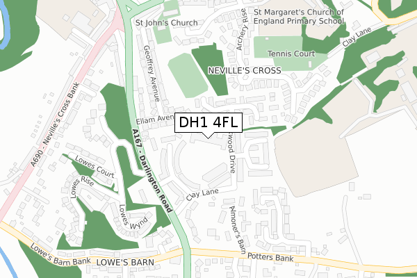 DH1 4FL map - large scale - OS Open Zoomstack (Ordnance Survey) DH1 4FL map - large scale - OS Open Zoomstack (Ordnance Survey)
