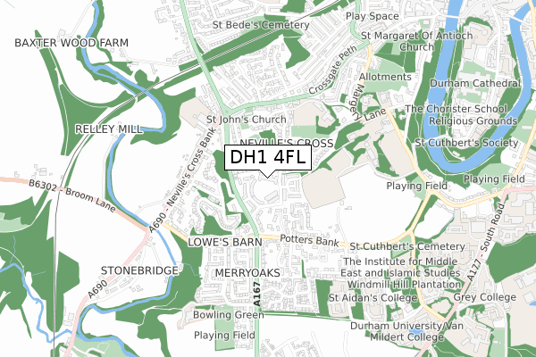 DH1 4FL map - small scale - OS Open Zoomstack (Ordnance Survey) DH1 4FL map - small scale - OS Open Zoomstack (Ordnance Survey)