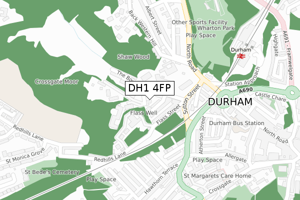 DH1 4FP map - large scale - OS Open Zoomstack (Ordnance Survey)