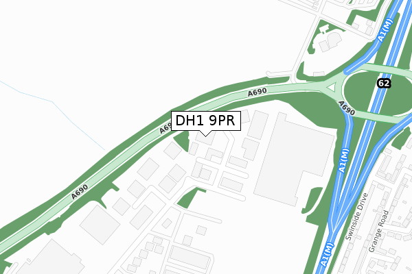 DH1 9PR map - large scale - OS Open Zoomstack (Ordnance Survey)