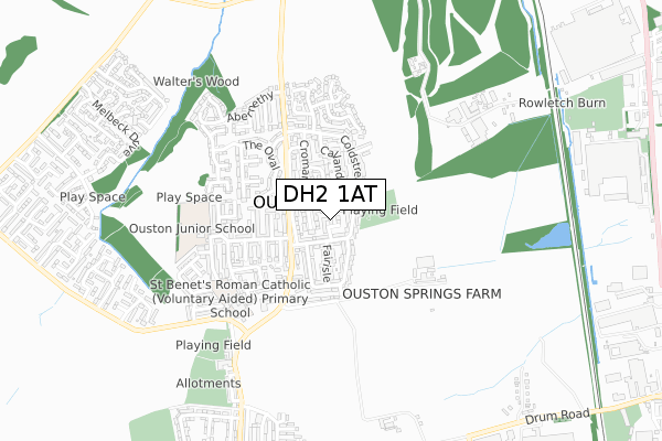 DH2 1AT map - small scale - OS Open Zoomstack (Ordnance Survey)