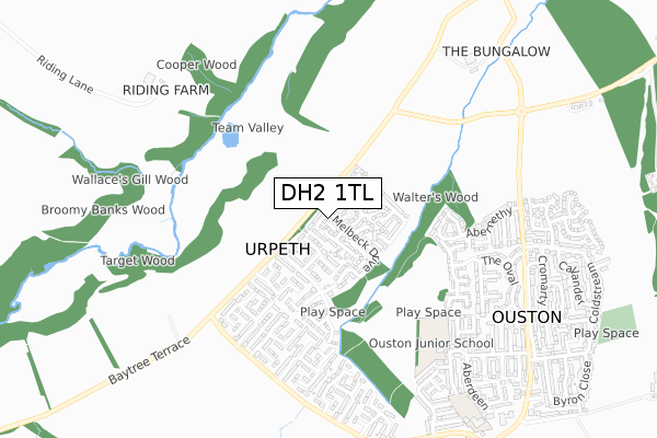 DH2 1TL map - small scale - OS Open Zoomstack (Ordnance Survey) DH2 1TL map - small scale - OS Open Zoomstack (Ordnance Survey)