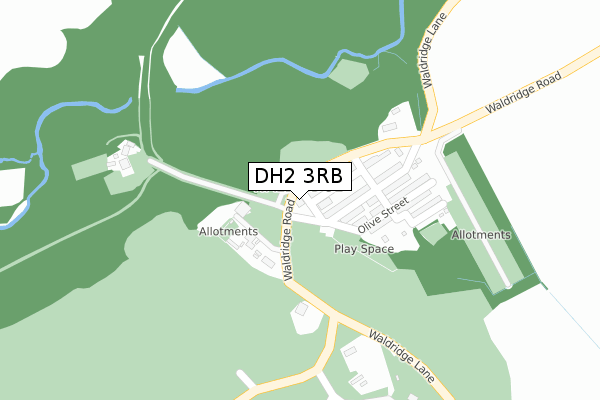 DH2 3RB map - large scale - OS Open Zoomstack (Ordnance Survey)