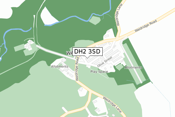DH2 3SD map - large scale - OS Open Zoomstack (Ordnance Survey)