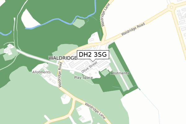 DH2 3SG map - large scale - OS Open Zoomstack (Ordnance Survey)