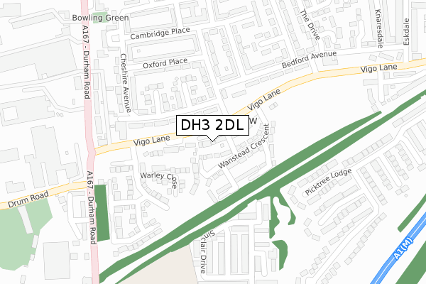 DH3 2DL map - large scale - OS Open Zoomstack (Ordnance Survey)