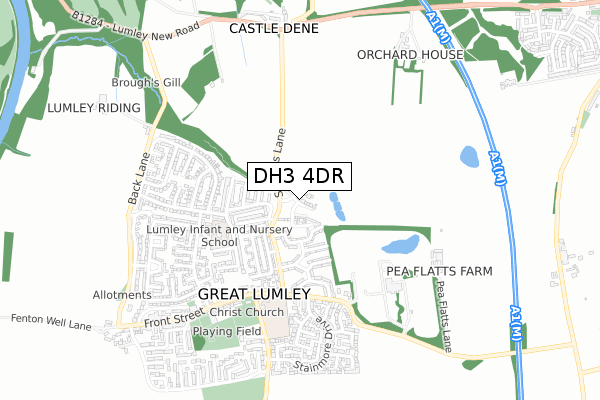DH3 4DR map - small scale - OS Open Zoomstack (Ordnance Survey) DH3 4DR map - small scale - OS Open Zoomstack (Ordnance Survey)