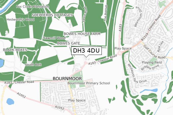 DH3 4DU map - small scale - OS Open Zoomstack (Ordnance Survey) DH3 4DU map - small scale - OS Open Zoomstack (Ordnance Survey)