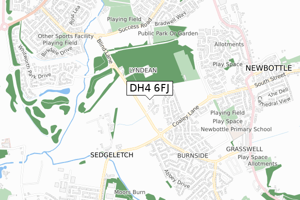 DH4 6FJ map - small scale - OS Open Zoomstack (Ordnance Survey) DH4 6FJ map - small scale - OS Open Zoomstack (Ordnance Survey)