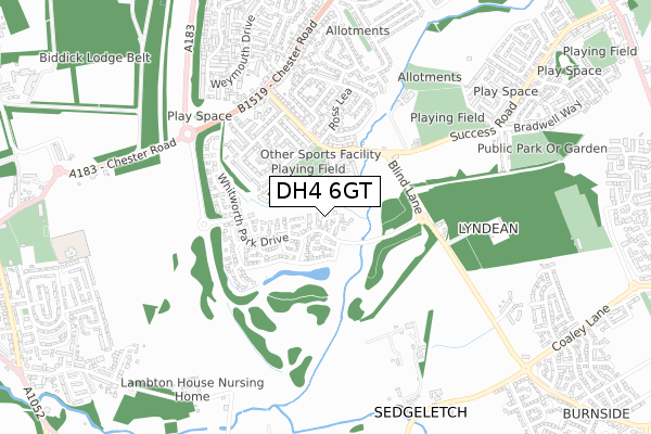 DH4 6GT map - small scale - OS Open Zoomstack (Ordnance Survey) DH4 6GT map - small scale - OS Open Zoomstack (Ordnance Survey)