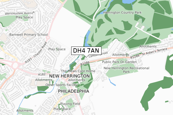 DH4 7AN map - small scale - OS Open Zoomstack (Ordnance Survey) DH4 7AN map - small scale - OS Open Zoomstack (Ordnance Survey)