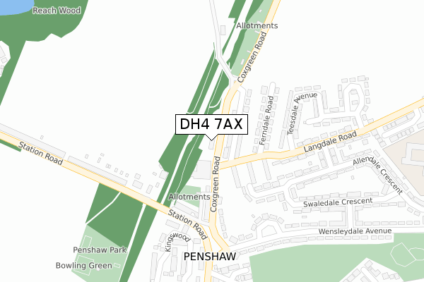 DH4 7AX map - large scale - OS Open Zoomstack (Ordnance Survey)