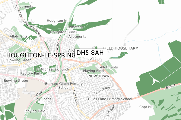 DH5 8AH map - small scale - OS Open Zoomstack (Ordnance Survey)