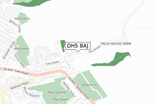 DH5 8AJ map - large scale - OS Open Zoomstack (Ordnance Survey)