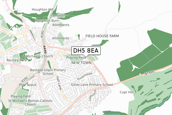 DH5 8EA map - small scale - OS Open Zoomstack (Ordnance Survey)