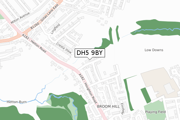 DH5 9BY map - large scale - OS Open Zoomstack (Ordnance Survey)