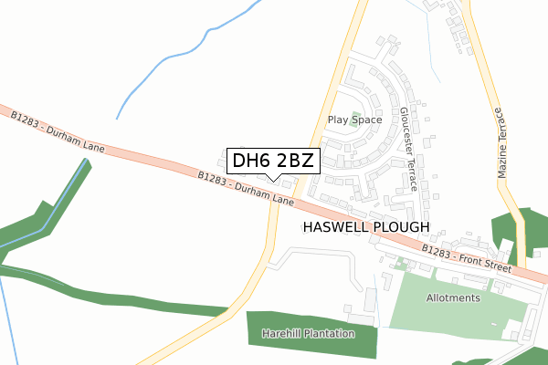 DH6 2BZ map - large scale - OS Open Zoomstack (Ordnance Survey)