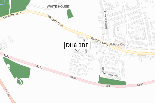 DH6 3BF map - large scale - OS Open Zoomstack (Ordnance Survey)