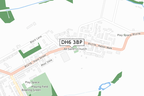 DH6 3BP map - large scale - OS Open Zoomstack (Ordnance Survey)