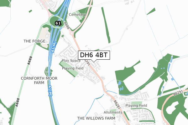 DH6 4BT map - small scale - OS Open Zoomstack (Ordnance Survey) DH6 4BT map - small scale - OS Open Zoomstack (Ordnance Survey)