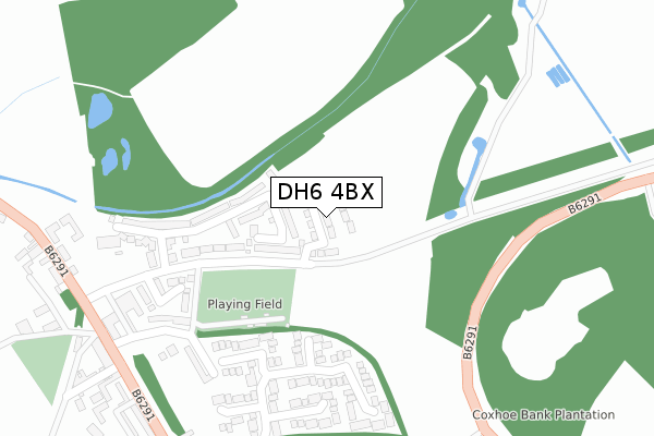 DH6 4BX map - large scale - OS Open Zoomstack (Ordnance Survey)