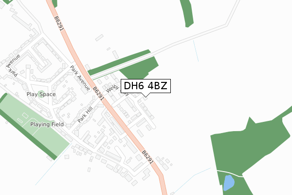 DH6 4BZ map - large scale - OS Open Zoomstack (Ordnance Survey)