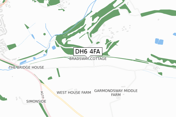 DH6 4FA map - small scale - OS Open Zoomstack (Ordnance Survey)