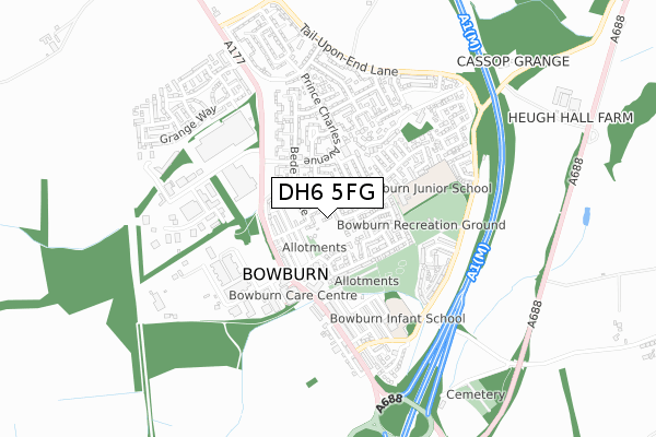 DH6 5FG map - small scale - OS Open Zoomstack (Ordnance Survey) DH6 5FG map - small scale - OS Open Zoomstack (Ordnance Survey)