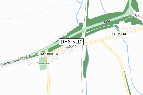 DH6 5LD map - large scale - OS Open Zoomstack (Ordnance Survey)