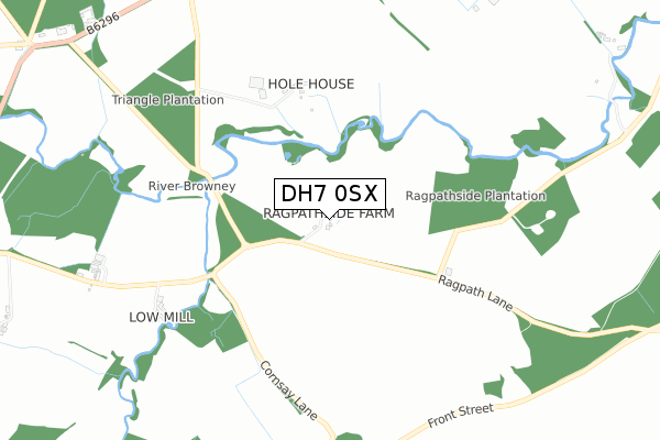 DH7 0SX map - small scale - OS Open Zoomstack (Ordnance Survey)