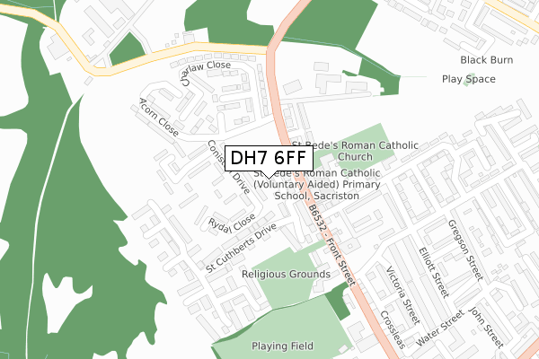 DH7 6FF map - large scale - OS Open Zoomstack (Ordnance Survey)