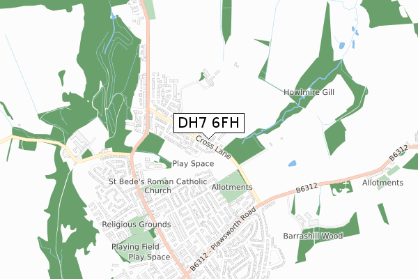 DH7 6FH map - small scale - OS Open Zoomstack (Ordnance Survey) DH7 6FH map - small scale - OS Open Zoomstack (Ordnance Survey)