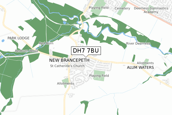 DH7 7BU map - small scale - OS Open Zoomstack (Ordnance Survey)